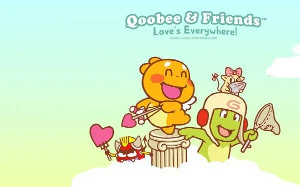 QooBee & Friends wallpaper: QooBee and friends on a sunny hill