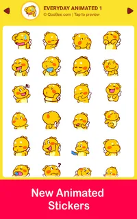 Google Play screenshot: new animated QooBee stickers